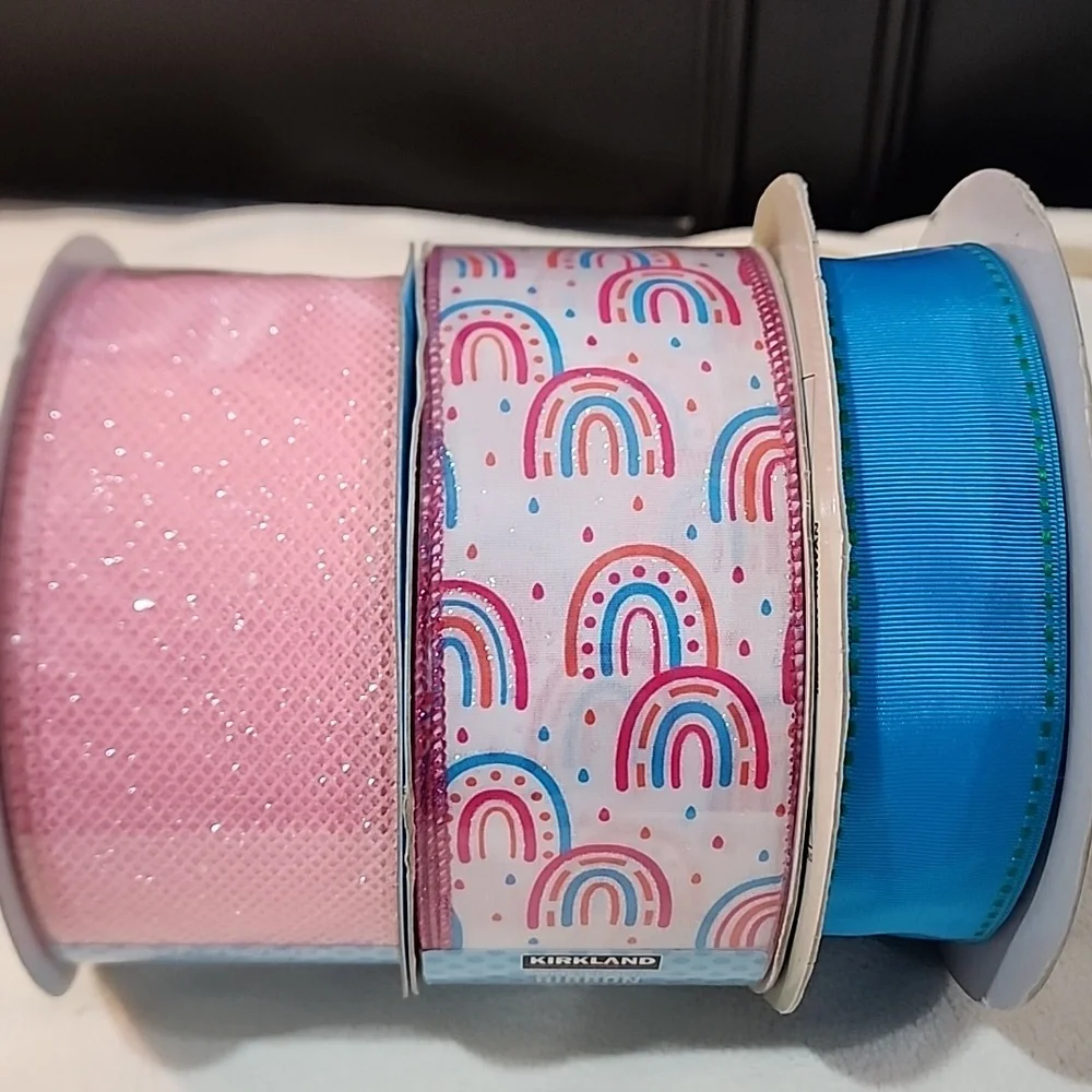3 Rolls Kirkland Wire-edged Ribbon, 138 yards approx total